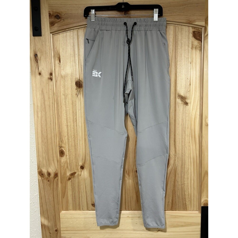 Brokig Men’s Joggers Lightweight Gym Pants Zip Pocket Grey NWT Size Small